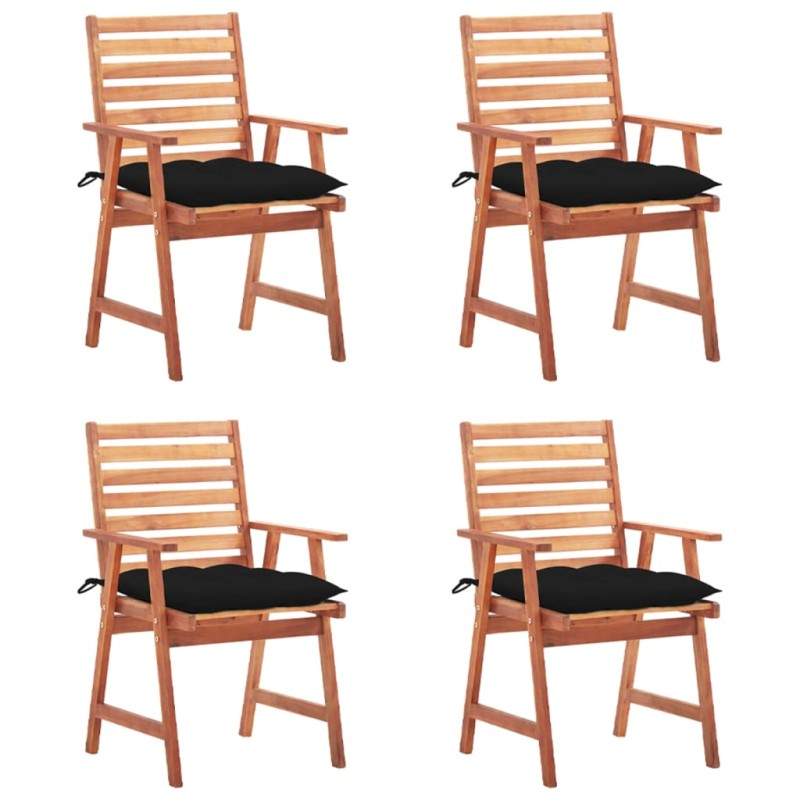Garten-Essstühle 4 Stk. mit Kissen Massivholz Akazie Garten-Essstühle 4 Stk. mit Kissen Massivholz Akazie