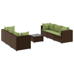vidaXL 7-tlg. Garten-Lounge-Set mit Kissen Braun Poly Rattan