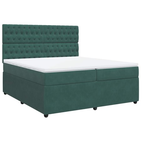 vidaXL Boxspringbett mit Matratze Dunkelgrün 200x200 cm Samt
