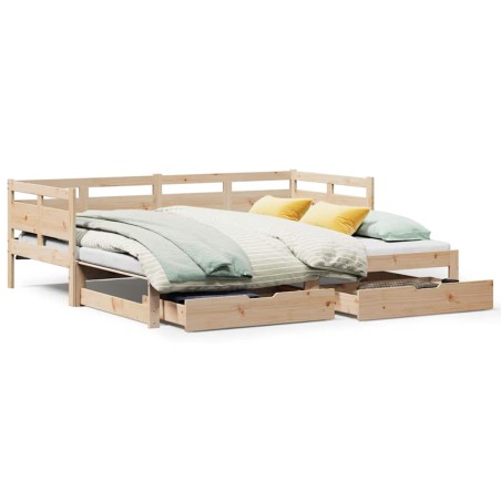 vidaXL Tagesbett Ausziehbar mit Schubladen ohne Matratze 90x200 cm