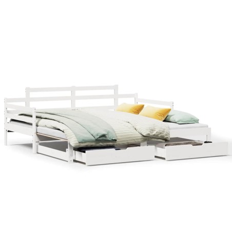vidaXL Tagesbett Ausziehbar mit Schubladen ohne Matratze Weiß 90x200cm