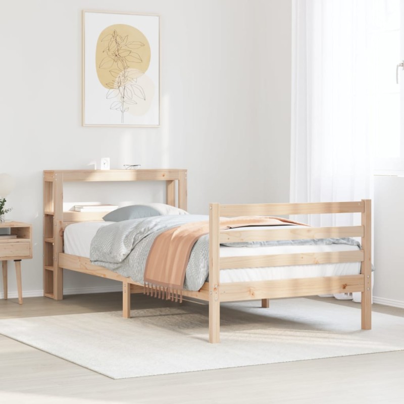 vidaXL Bettgestell mit Kopfteil ohne Matratze 75x190 cm vidaXL Bettgestell mit Kopfteil ohne Matratze 75x190 cm