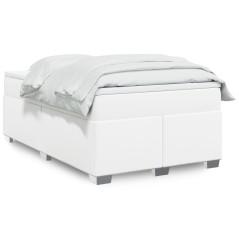 vidaXL Boxspringbett mit Matratze Weiß 120x190 cm Kunstleder
