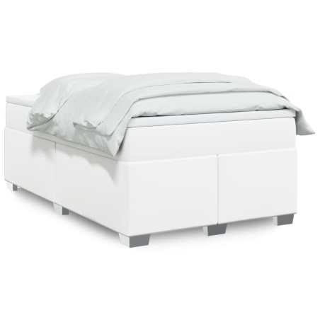 vidaXL Boxspringbett mit Matratze Weiß 120x190 cm Kunstleder