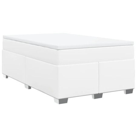 vidaXL Boxspringbett mit Matratze Weiß 120x190 cm Kunstleder