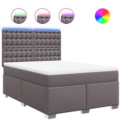 vidaXL Boxspringbett mit Matratze Grau 140x190 cm Kunstleder