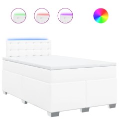 vidaXL Boxspringbett mit Matratze Weiß 120x190 cm Kunstleder