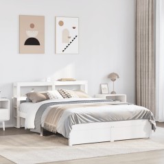 vidaXL Bettgestell mit Kopfteil ohne Matratze Weiß 135x190 cm