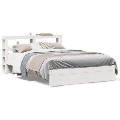 vidaXL Bettgestell mit Kopfteil ohne Matratze Weiß 135x190 cm