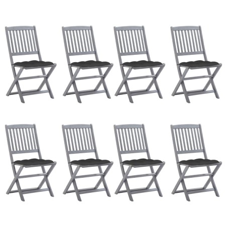 vidaXL Klappbare Gartenstühle 8 Stk. mit Kissen Massivholz Akazie