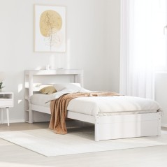 vidaXL Bettgestell mit Kopfteil ohne Matratze Weiß 100x200 cm
