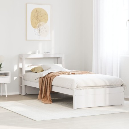 vidaXL Bettgestell mit Kopfteil ohne Matratze Weiß 100x200 cm