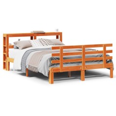 vidaXL Bettgestell mit Kopfteil ohne Matratze Wachsbraun 140x190 cm