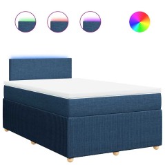 vidaXL Boxspringbett mit Matratze Blau 120x190 cm Stoff