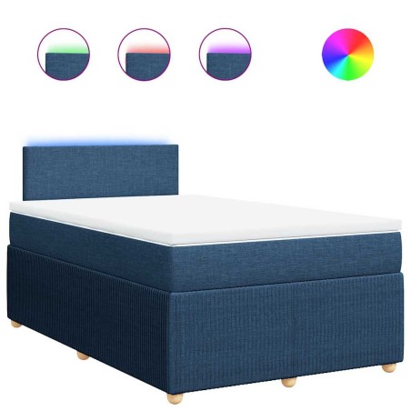 vidaXL Boxspringbett mit Matratze Blau 120x190 cm Stoff