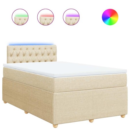 vidaXL Boxspringbett mit Matratze Creme 120x190 cm Stoff