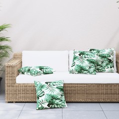 vidaXL Sofakissen 4 Stk. Blattmuster 60x60 cm Stoff