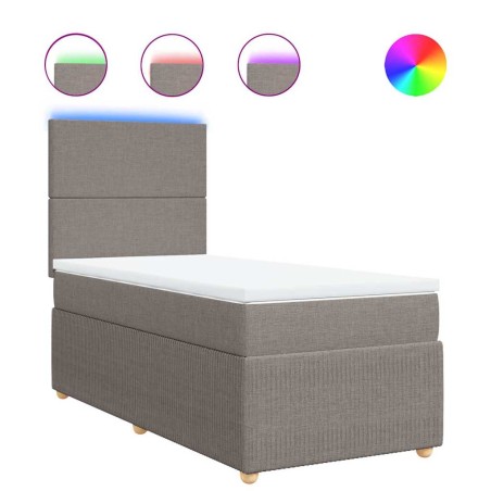 vidaXL Boxspringbett mit Matratze Taupe 80x200 cm Stoff