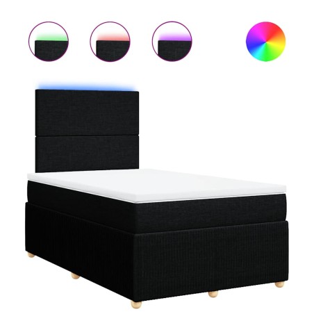 vidaXL Boxspringbett mit Matratze Schwarz 120x190 cm Stoff