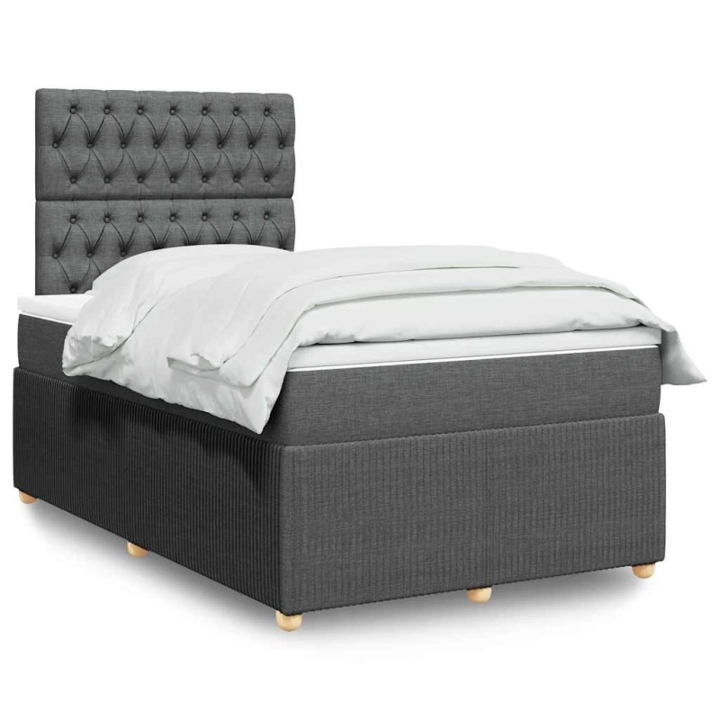 vidaXL Boxspringbett mit Matratze Dunkelgrau 120x190 cm Stoff vidaXL Boxspringbett mit Matratze Dunkelgrau 120x190 cm Stoff