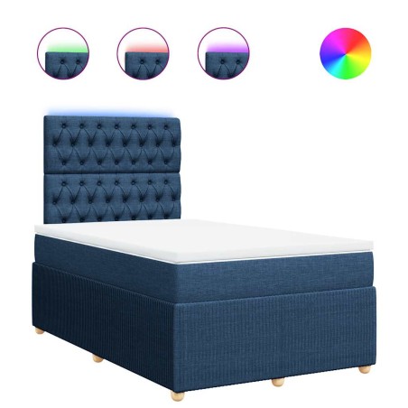 vidaXL Boxspringbett mit Matratze Blau 120x190 cm Stoff