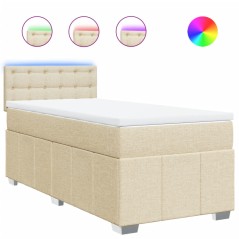 vidaXL Boxspringbett mit Matratze Creme 90x190 cm Stoff