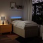 vidaXL Boxspringbett mit Matratze Creme 90x190 cm Stoff vidaXL Boxspringbett mit Matratze Creme 90x190 cm Stoff