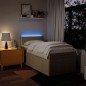 vidaXL Boxspringbett mit Matratze Creme 90x200 cm Stoff vidaXL Boxspringbett mit Matratze Creme 90x200 cm Stoff