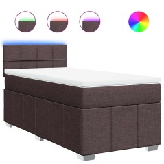 vidaXL Boxspringbett mit Matratze Dunkelbraun 90x200 cm Stoff