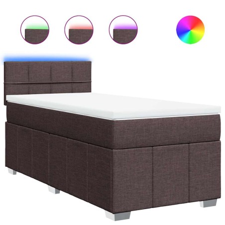 vidaXL Boxspringbett mit Matratze Dunkelbraun 90x200 cm Stoff