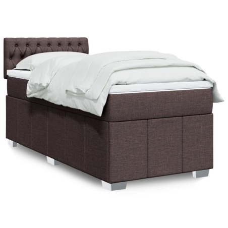 vidaXL Boxspringbett mit Matratze Dunkelbraun 90x200 cm Stoff