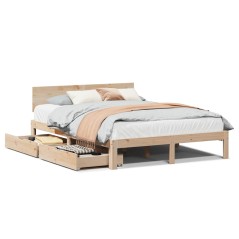 vidaXL Massivholzbett mit Schubladen 140x190 cm Kiefer