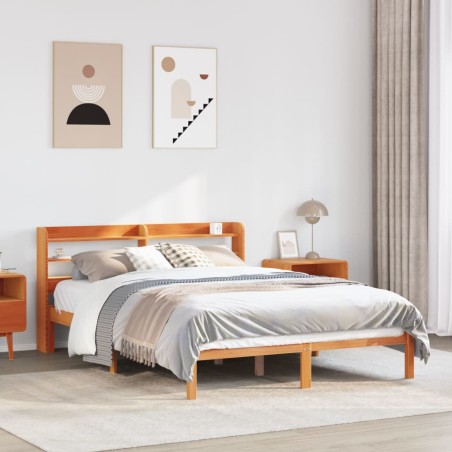 vidaXL Bettgestell mit Kopfteil ohne Matratze Wachsbraun 120x190 cm