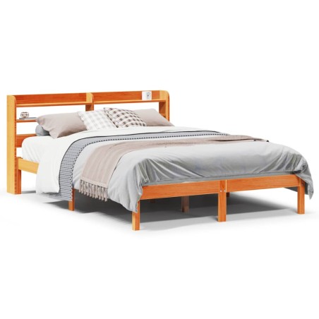 vidaXL Bettgestell mit Kopfteil ohne Matratze Wachsbraun 120x190 cm