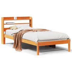 vidaXL Bettgestell mit Kopfteil ohne Matratze Wachsbraun 75x190 cm