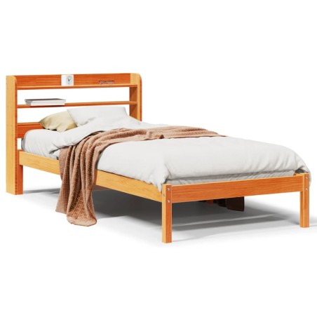 vidaXL Bettgestell mit Kopfteil ohne Matratze Wachsbraun 75x190 cm