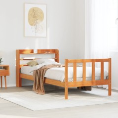 vidaXL Bettgestell mit Kopfteil ohne Matratze Wachsbraun 90x190 cm