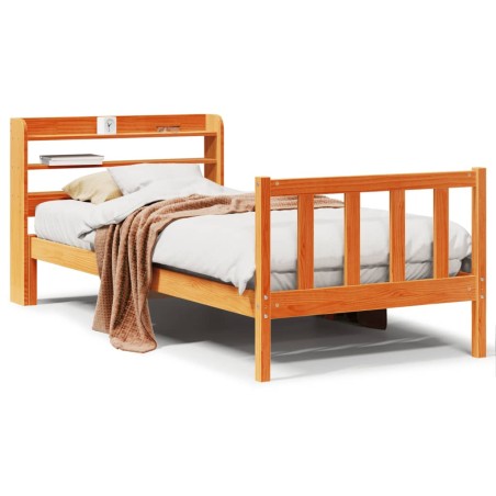 vidaXL Bettgestell mit Kopfteil ohne Matratze Wachsbraun 90x190 cm