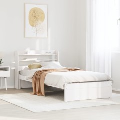 vidaXL Bettgestell mit Kopfteil ohne Matratze Weiß 100x200 cm