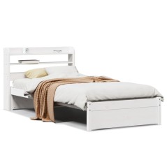 vidaXL Bettgestell mit Kopfteil ohne Matratze Weiß 100x200 cm