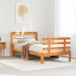 vidaXL Bettgestell mit Kopfteil ohne Matratze Wachsbraun 90x200 cm vidaXL Bettgestell mit Kopfteil ohne Matratze Wachsbraun 90x200 cm