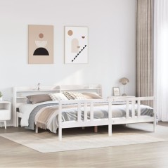 vidaXL Bettgestell mit Kopfteil ohne Matratze Weiß 200x200 cm