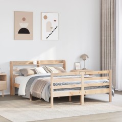 vidaXL Bettgestell mit Kopfteil ohne Matratze 135x190 cm