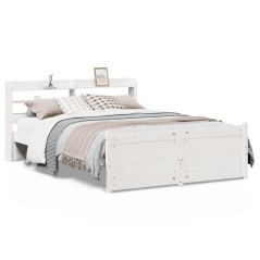 vidaXL Bettgestell mit Kopfteil ohne Matratze Weiß 150x200 cm