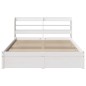 vidaXL Bettgestell mit Kopfteil ohne Matratze Weiß 135x190 cm vidaXL Bettgestell mit Kopfteil ohne Matratze Weiß 135x190 cm