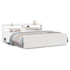 vidaXL Bettgestell mit Kopfteil ohne Matratze Weiß 200x200 cm