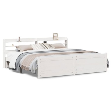 vidaXL Bettgestell mit Kopfteil ohne Matratze Weiß 200x200 cm