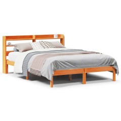 vidaXL Bettgestell mit Kopfteil ohne Matratze Wachsbraun 120x200 cm