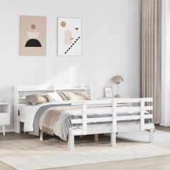 vidaXL Bettgestell mit Kopfteil ohne Matratze Weiß 140x200 cm