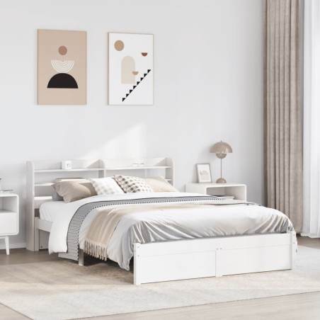 vidaXL Bettgestell mit Kopfteil ohne Matratze Weiß 120x190 cm